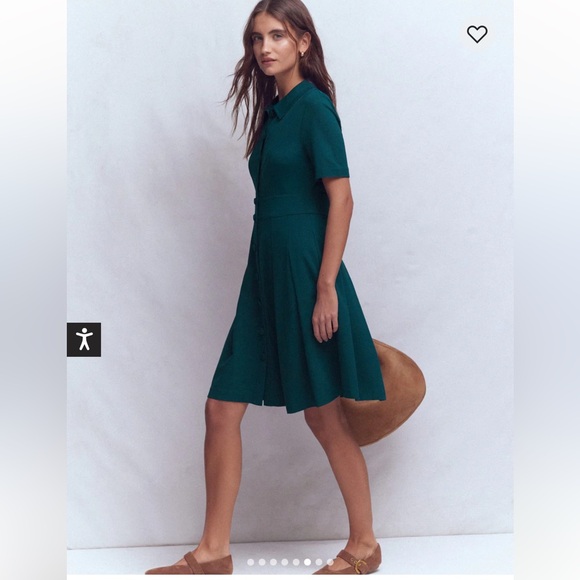 Boden Bridget Ponte Short Dress Above Knee Button Pockets Midnight Teal 10 REG - Picture 7 of 15